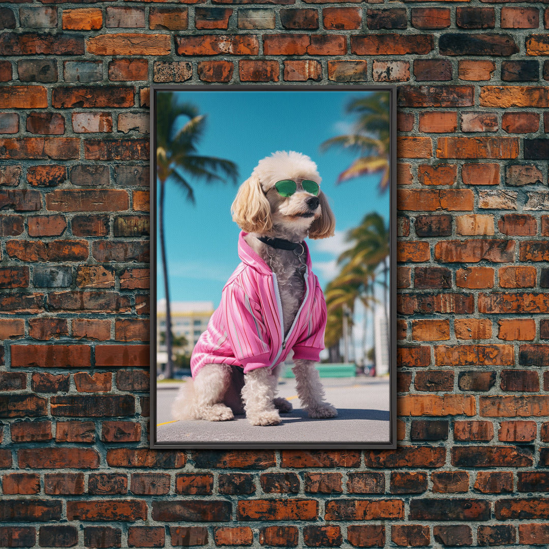 Shih Tzu In Sunglasses Pink Tracksuit Wall Print, Dog Portrait, Dog Art Print, Framed Wall Art, Framed Canvas, Wall Print, Wall Canvas