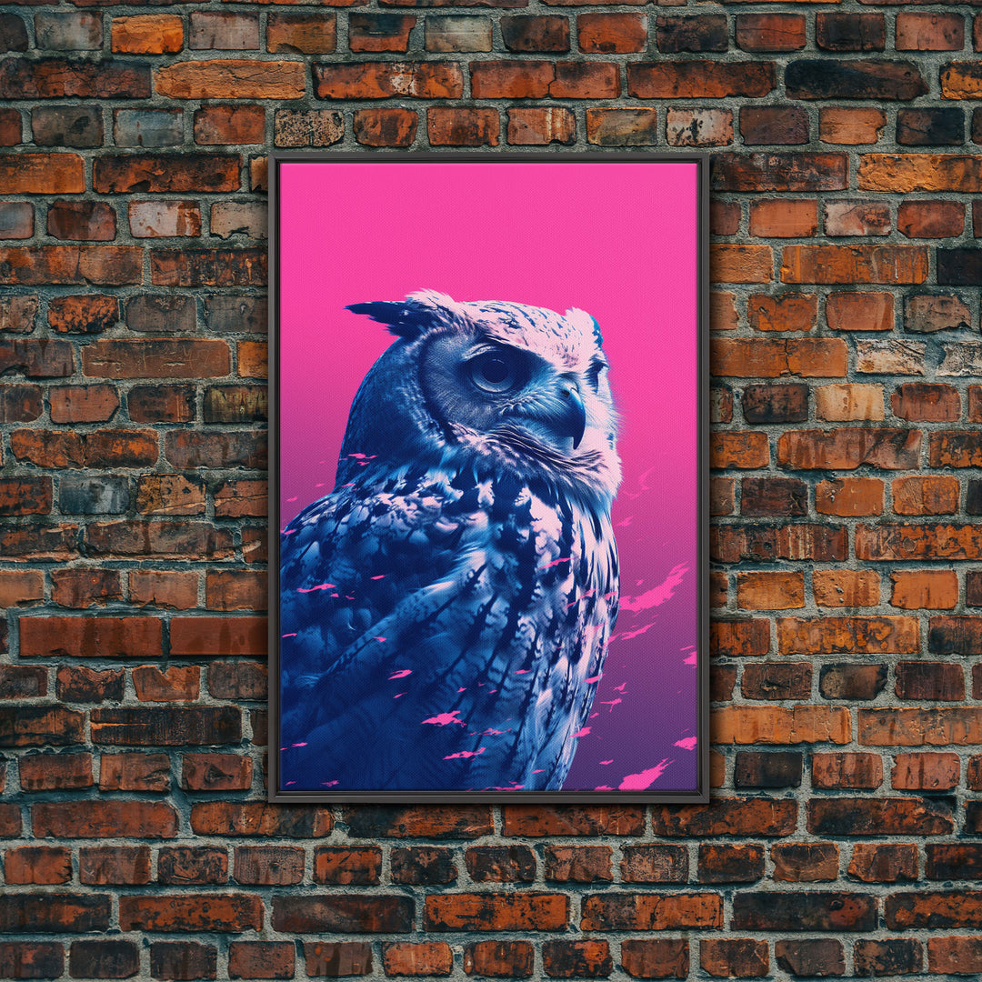 Owl Wall Print, Animal Art Print, Animal Portrait, Pink Art, Wildlife Art, Bird Art, Framed Wall Art, Framed Canvas, Wall Print, Wall Canvas