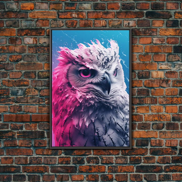 Bird Wall Print, Animal Art Print, Animal Portrait, Pink Art, Wildlife Art, Owl Art, Framed Wall Art, Framed Canvas, Wall Print, Wall Canvas