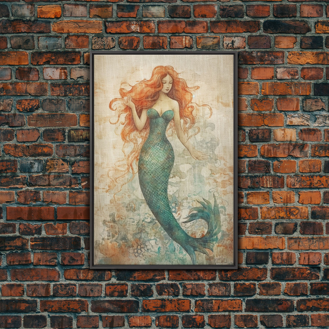 Coastal Mermaid Canvas Print Or Poster, Framed