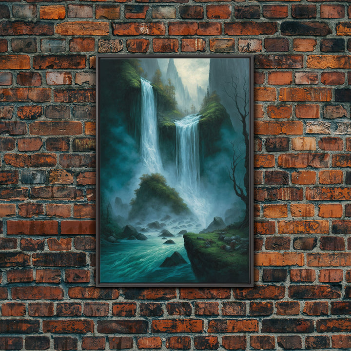 Fantasy Waterfall Oil Painting Canvas Print, Framed Canvas Art, Living Room Wall Decoration