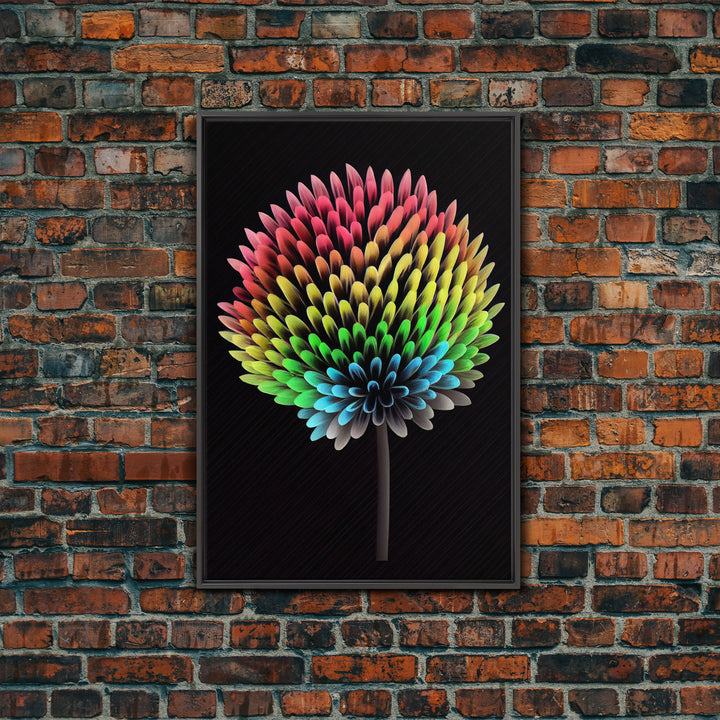 Neon Dandelion, Framed Canvas Print, Original Painting, Huge Wall Art, Large Format Living Room Art