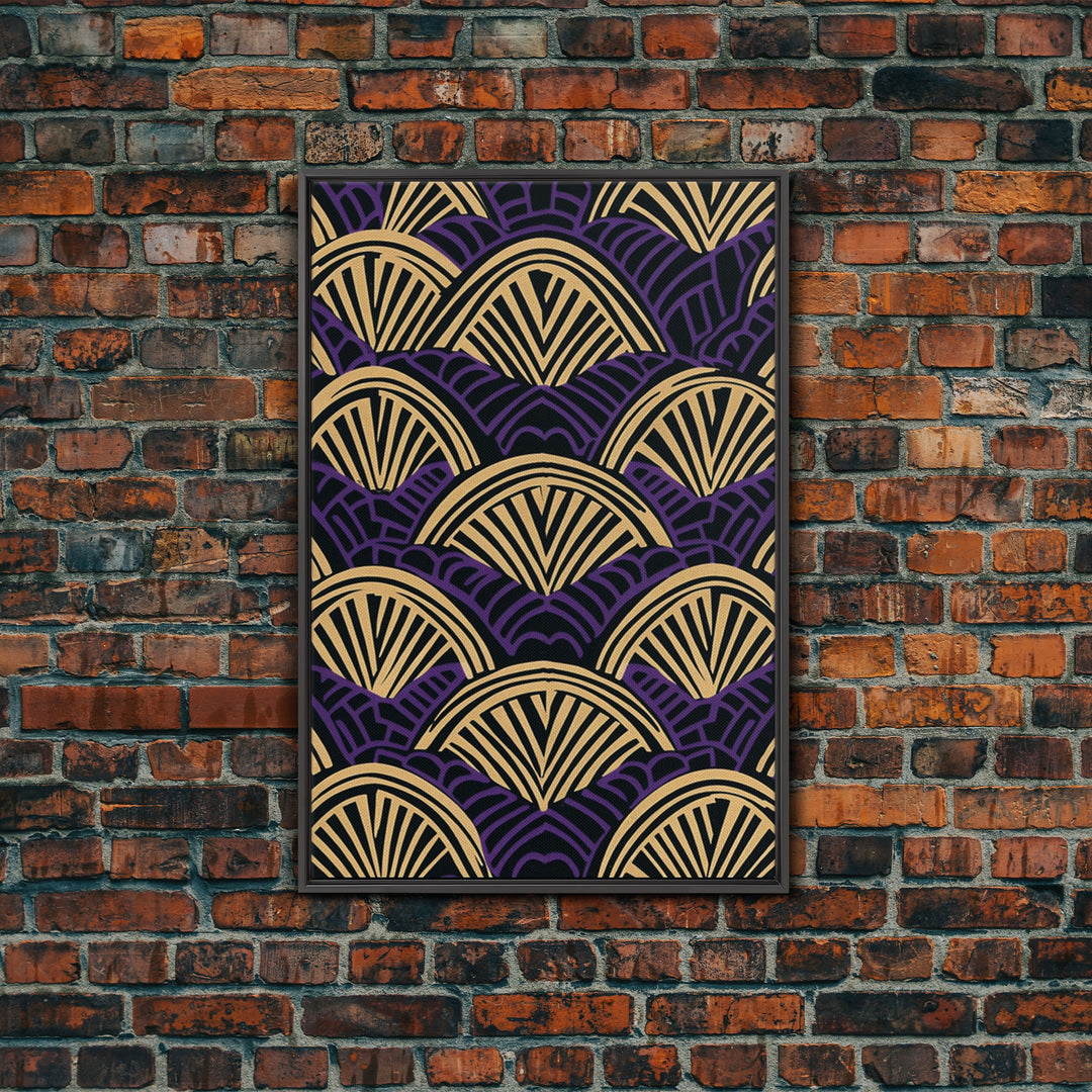 Art Deco Pattern Wall art - Framed Canvas Print - Art Deco - Original painting - Wall art - Office decor - Gold & purple art - Abstract art