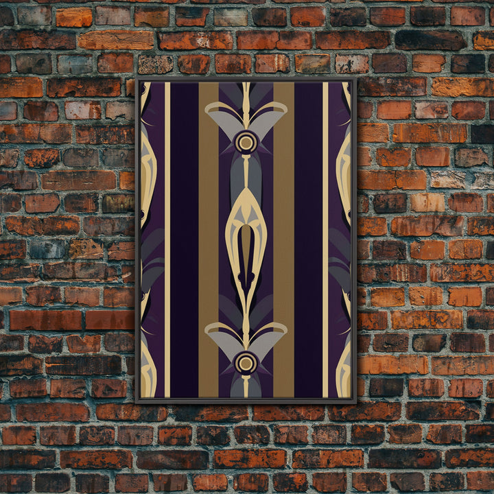 Midcentury Modern Wall art - Framed Canvas Print - Art Deco-  Office decor - Purple & gold art - Ornament art - Abstract art - Geometric art