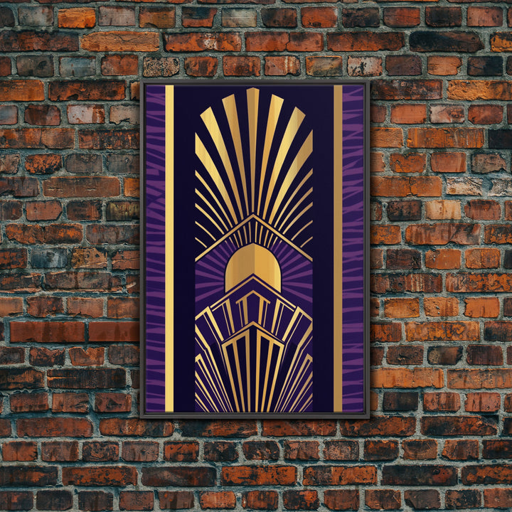 Midcentury Modern Wall art - Framed Canvas Print - Art Deco - Wall art - Purple & gold art - Ornament art - Patterns art - Geometric art