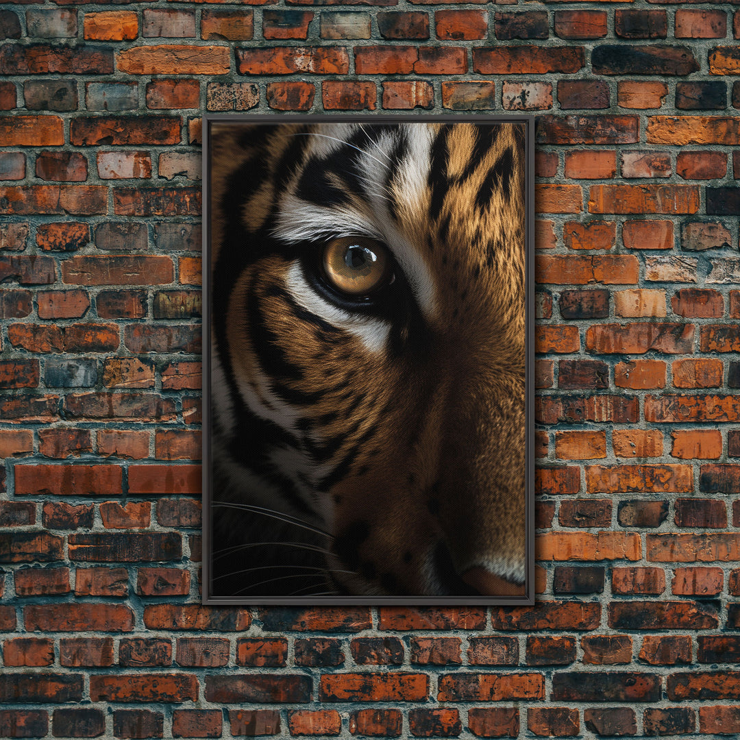 Eye Of Tiger, Tiger Portrait, Big Cat Art, Framed Canvas Print, Tiger Photography, Wildlife Photo, Wood Frame Art