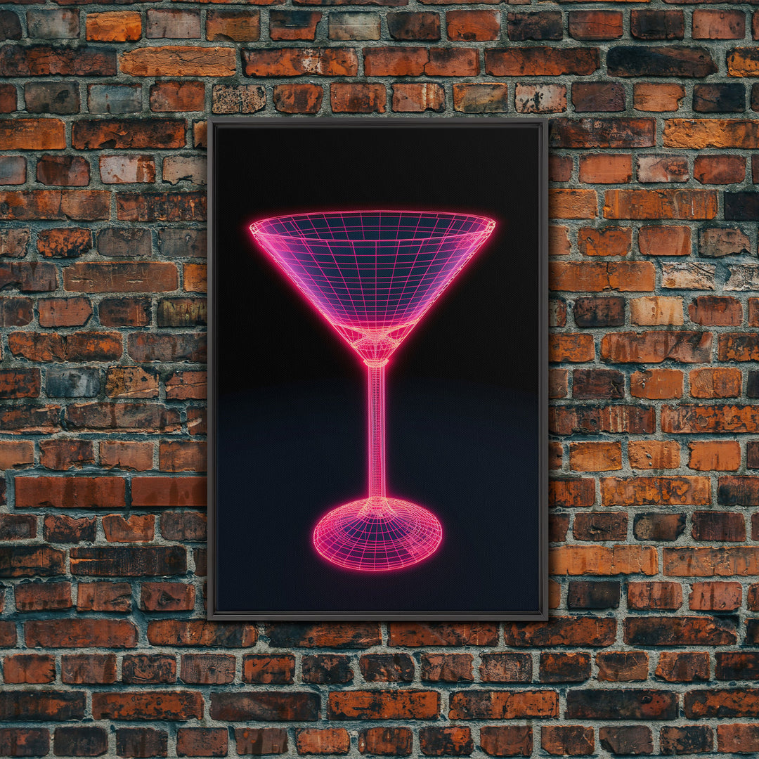 3D Pink Cocktail Wall Art, Pink Wall Decor, 3D Art, Vibrant Art, Minimalist Print, Wall Decor, Canvas Print, Wall Art, Framed Canvas