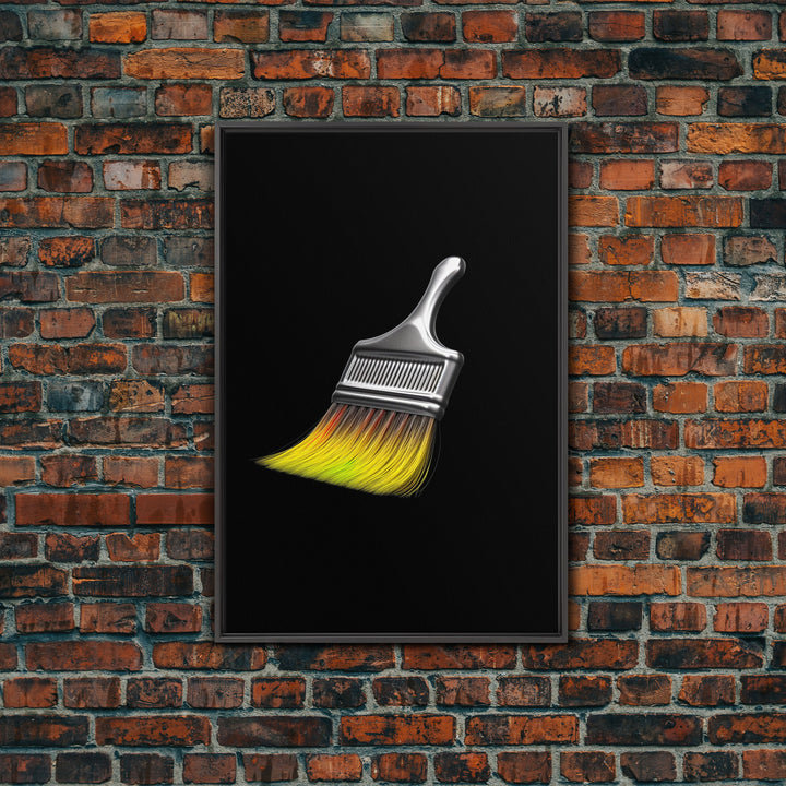 Yellow Paint Brush Wall Art, Vibrant Wall Decor, Craft Room Wall Art, Minimalist Print, Wall Decor, Canvas Print, Wall Art, Framed Canvas