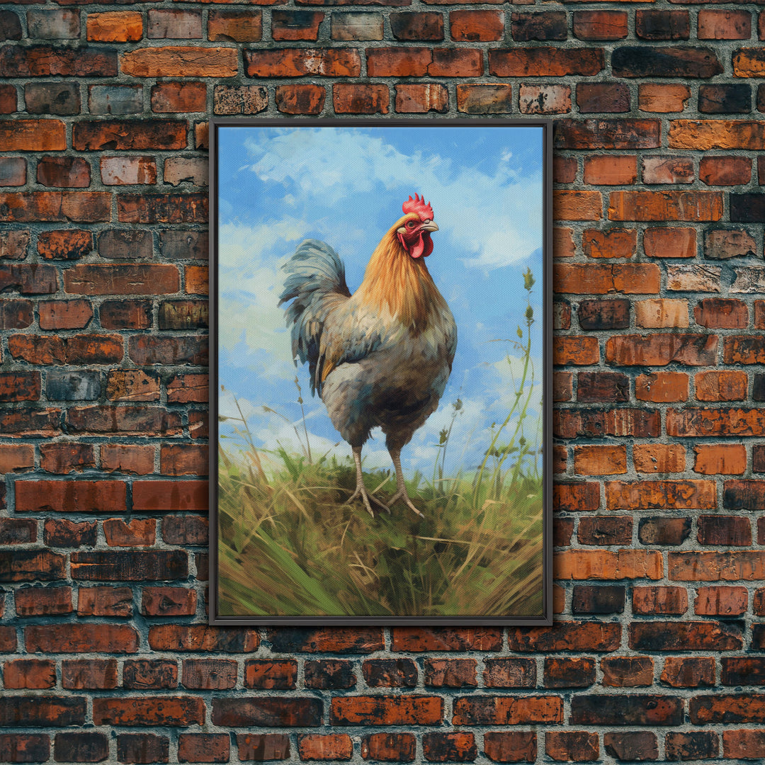 Farmhouse Art, Rooster Painting, Rooster Wall Art, Country Wall Art, Minimalist Wall Art, Wall Decor, Canvas Print, Wall Art, Framed Canvas