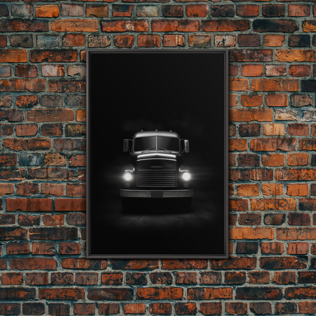 Truck Wall Art, Headlights, Man Cave Art, Black And White Print, Minimalist Print. Wall Decor, Canvas Art, Wall Art, Framed Canvas Wall Art