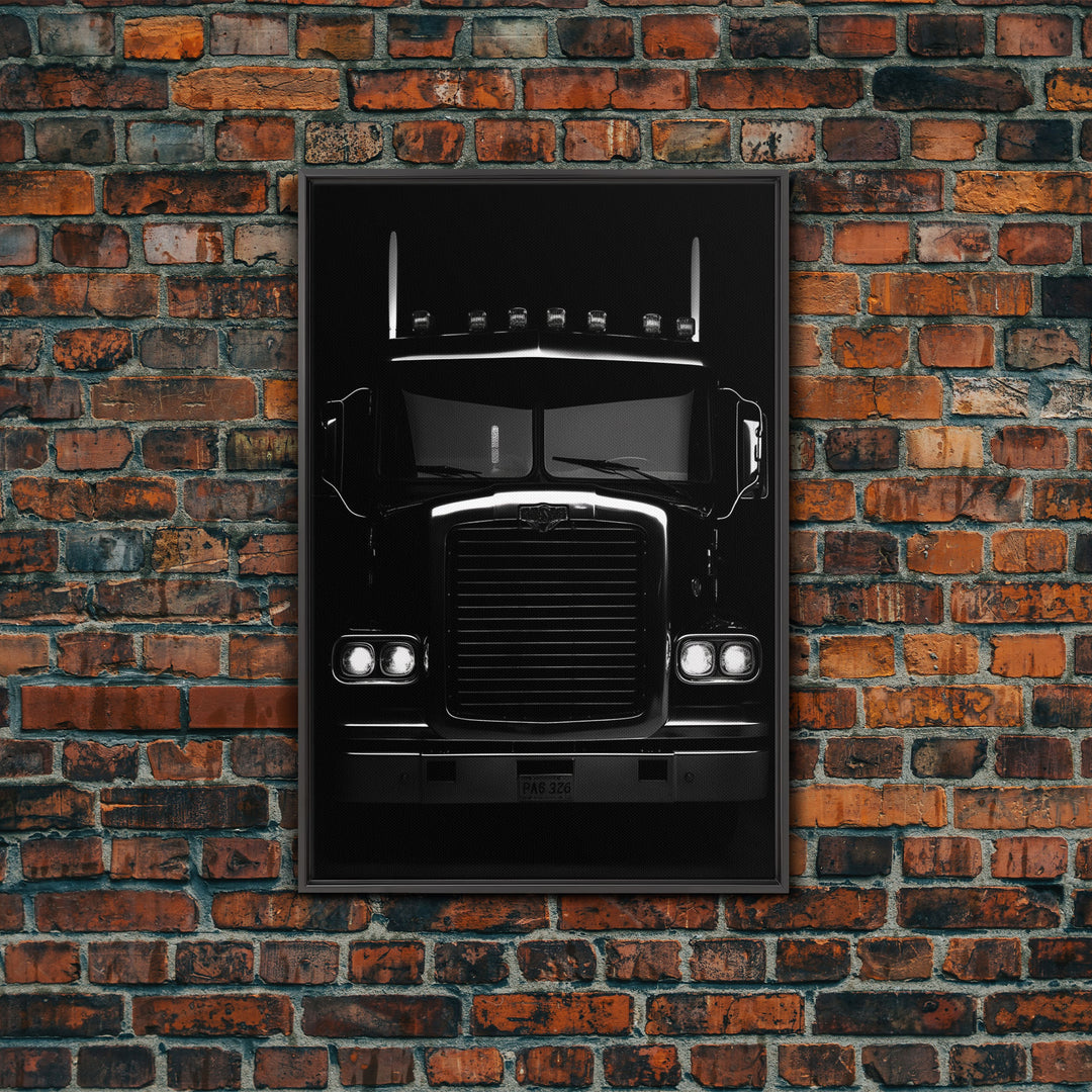 Semi Truck Wall Art, Big Rig Print, Black And White Print, Minimalist Print. Wall Decor, Canvas Art, Wall Art, Framed Canvas Wall Art