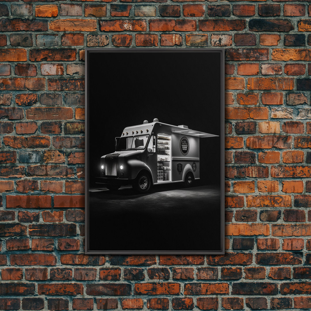 Food Truck Wall Art, Truck Wall Decor, Food Art, Black And White Art, Minimalist Print, Wall Decor, Canvas Print, Wall Art, Framed Canvas