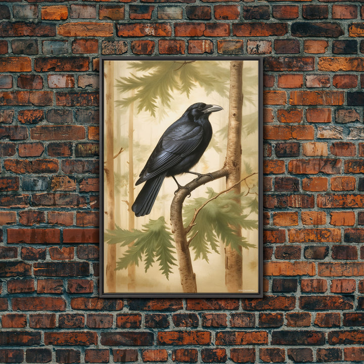 Crow Wall Art, Black Bird Wall Decor, Animal Wall Art, Trees, Nature, Modern Print, Wall Decor, Canvas Print, Wall Art, Framed Canvas