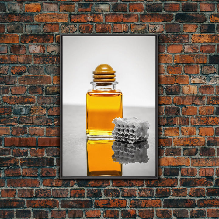 Honey Bottle Wall Art, Kitchen Wall Art, Honey Jar Print, Minimalist Art, Wall Decor, Canvas Art, Wall Art, Framed Canvas Wall Decor