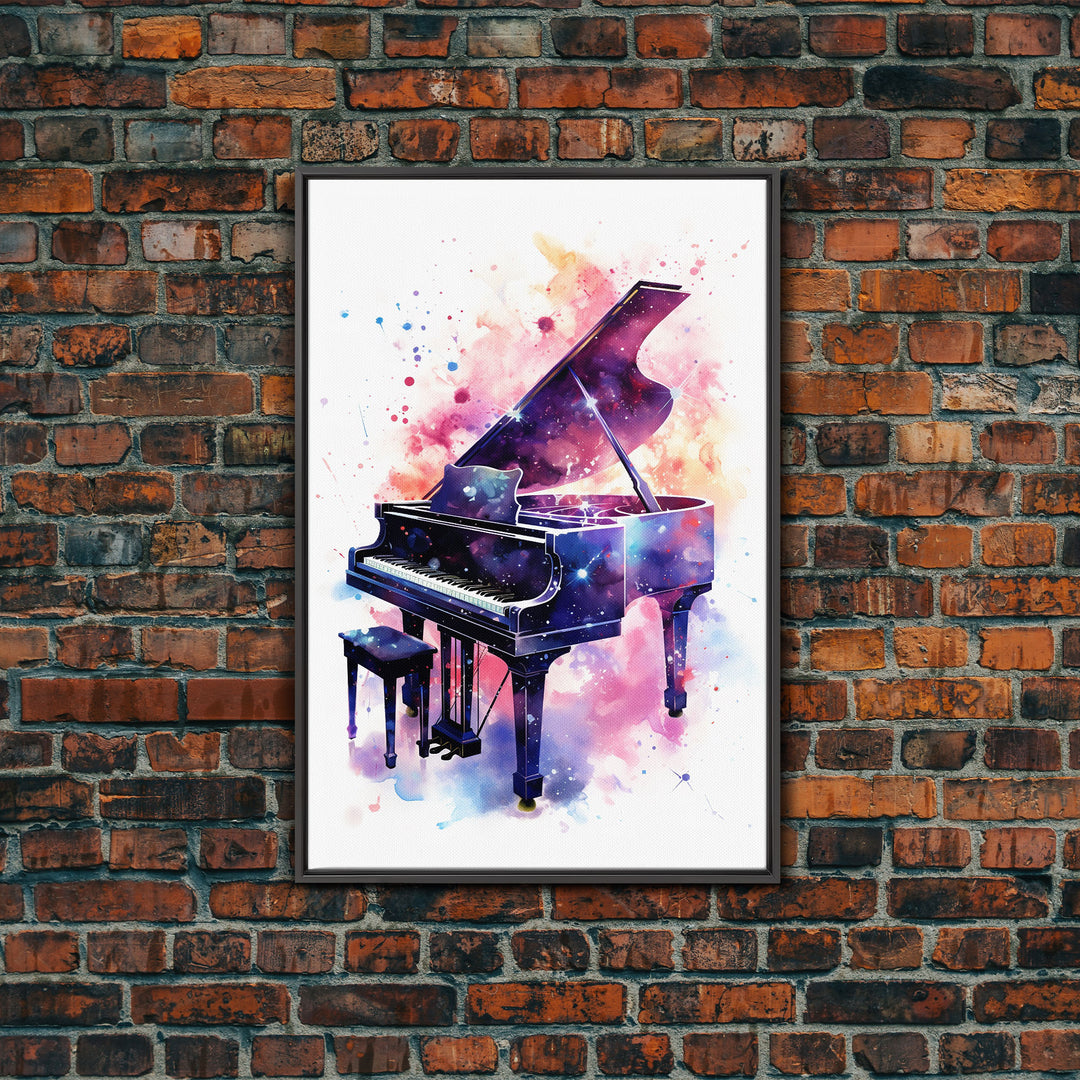 Grand Piano Wall Art, Musical Instrument Print, Studio Art, Framed Canvas Print, Piano Art, Baby Grand Piano