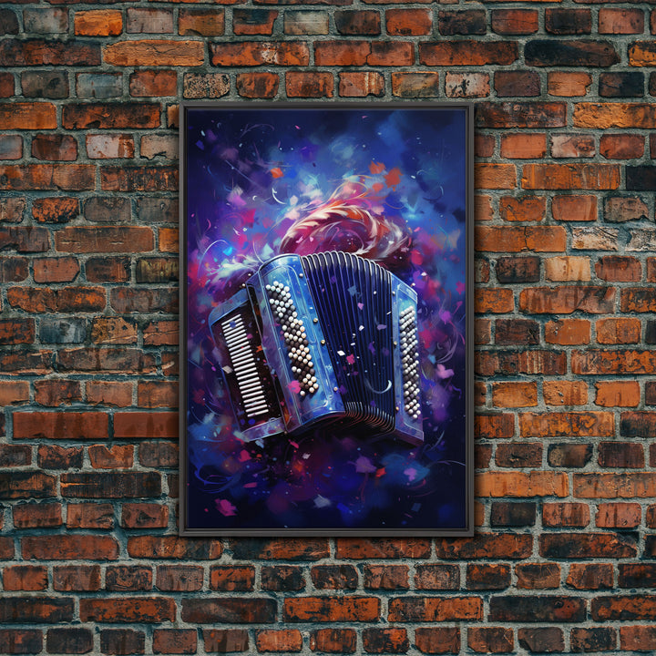 Cosmic Accordion, Instrument Print, Framed Canvas Print Or Poster, Gift For Musician