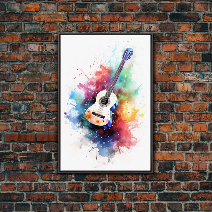 Cosmic Acoustic Guitar Wall Art Framed Canvas Print, Guitar Art, Guitar Wall Art, Music Art, Guitar Poster, Guitar Player Gift, Guitar Gifts