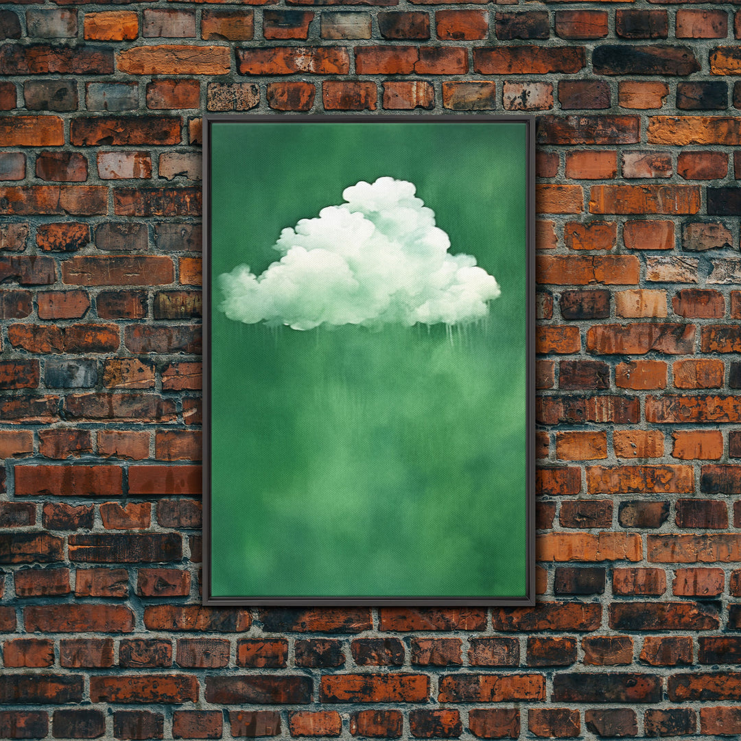 Emerald Green Rain Cloud Wall Art, Framed Canvas Or Poster Print, Abstract Art Print, Minimalist Wall Decor, Maximalist Decor, Dark Green