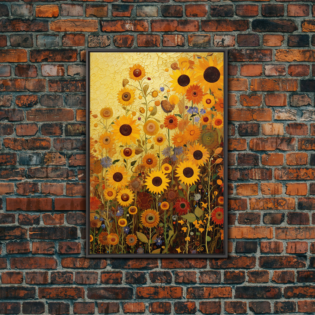 Sunflowers Wall Art, Flower Wall Print, Yellow Flowers, Nature Print, Wildflowers Art, Canvas Print, Wall Art, Vertical Art, Southern Decor