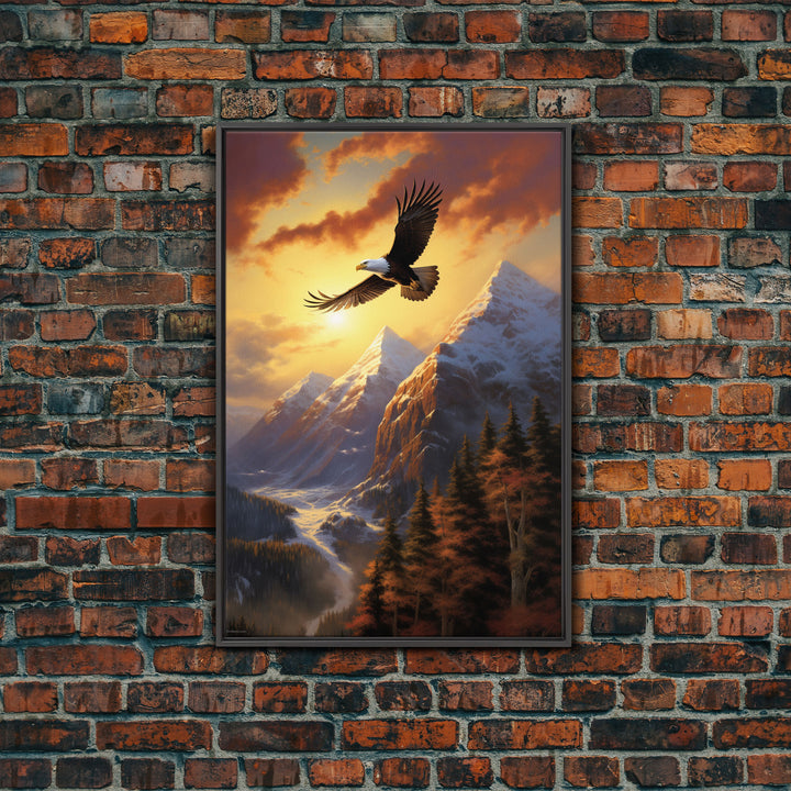 Eagle Wall Art, Mountain Art Print, Animal Art, Nature Print, Canvas Print, Wall Art, Vertical Art, Gift For Boss, Camper Wall Decor