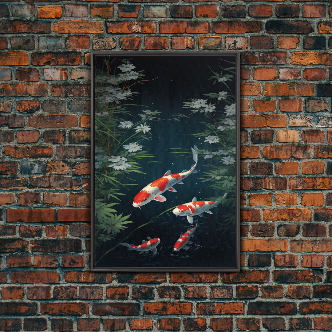 Koi Fish Wall Art, Fish Painting, Zen Wall Art, Fish Wall Art, Nature Print, Canvas Print, Wall Art, Vertical Art, Home Office Art, RV Decor