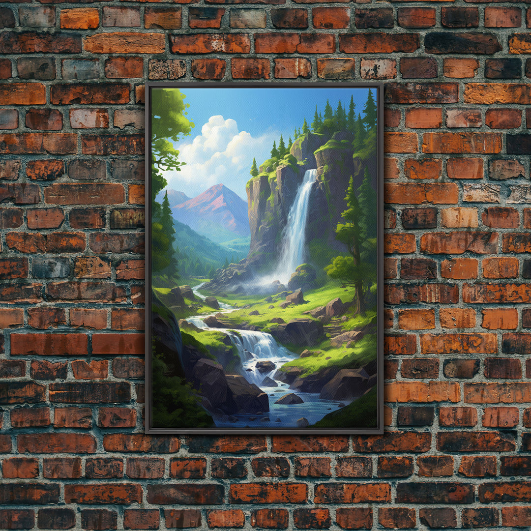 Waterfalls Wall Art, Landscape Art Print, River Wall Art, Canvas Print, Wall Art, Vertical Art, Birthday Gift, Family Home Decor, Room Decor