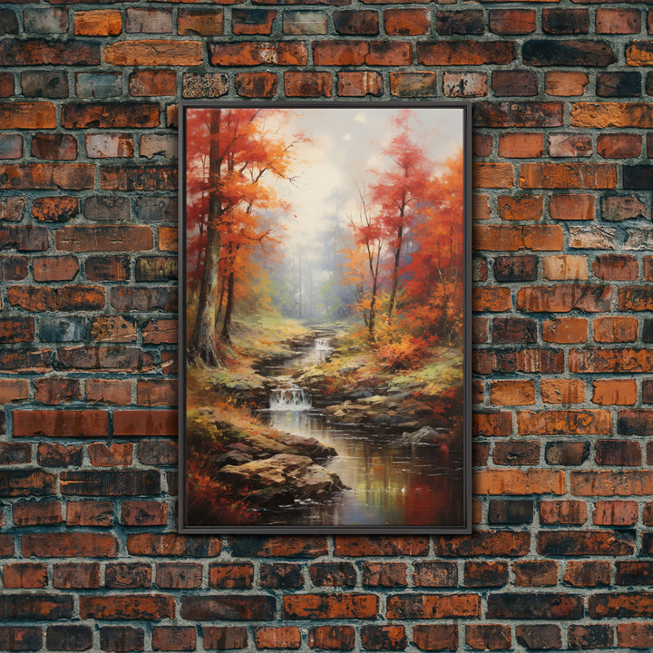 Stream,  Forest Wall Art, Autumn Art Print, Canvas Print, Wall Art, Vertical Art, Nature Wall Art, Business Gift, Above Bed Art, Wall Decor