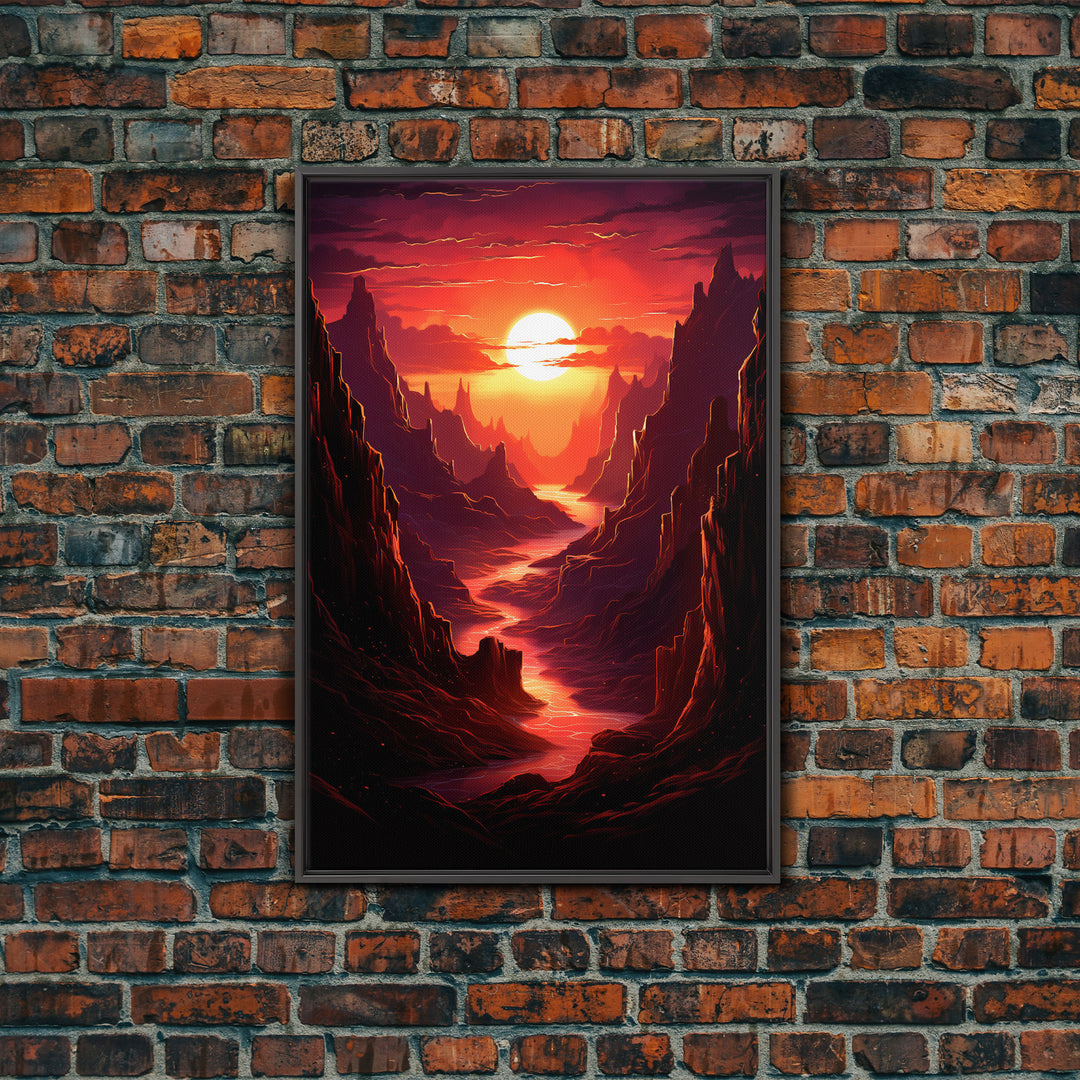 Sunset Wall Art, Fantasy Artwork, River Wall Print, Landscape Wall Art, Canvas Print, Wall Art, Vertical Art, Ranch Decor, Farmhouse Art