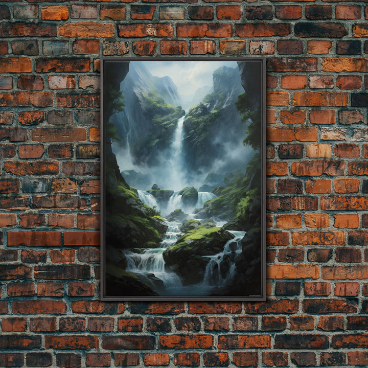 Waterfalls Wall Print, Forest Wall Art, Landscape Print, Canvas Print, Wall Art, Vertical Art, Nature Lover Gift, College Dorm Decor