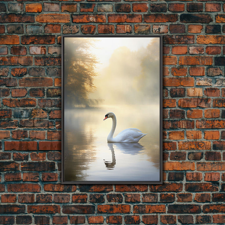 Swan Print, Bird Art, Animal Wall Art, Lake Art Print, Canvas Print, Wall Art, Vertical Art, Couples Gift, Lake House Wall Art, RV Decor