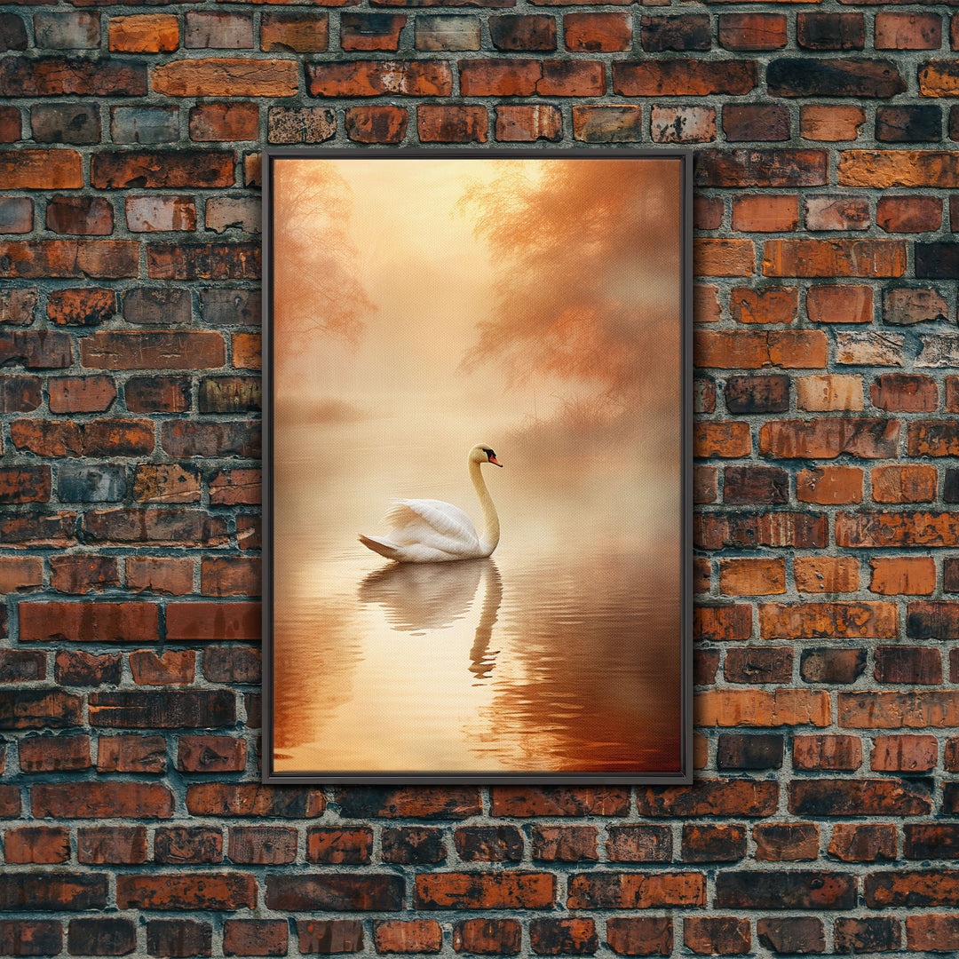 Lake Art Print, Swan Print, Bird Art, Animal Wall Art, Canvas Print, Wall Art, Vertical Art, Wedding Gift, Modern Office Art, Indie Room Art