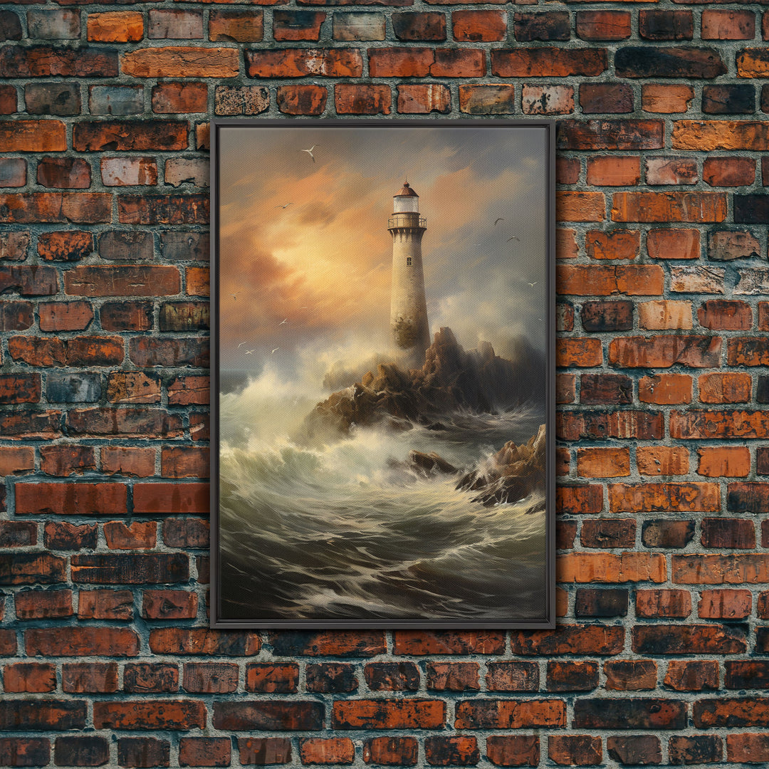 Light House Print, Ocean Wall Decor, Seascape Art, Canvas Print, Wall Art, Vertical Art, Landscape Art Print, Gift For Coworker, Wall Decor