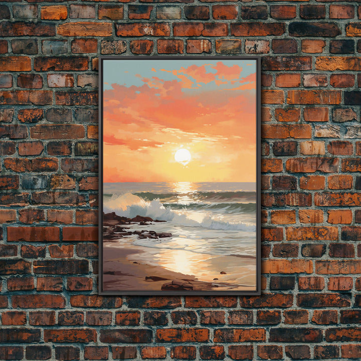 Sunset Wall Art, Beach Art Print, Seascape Wall Art, Canvas Print, Wall Art, Vertical Art, Appreciation Gift, Wall Hanging, Dining Room Art