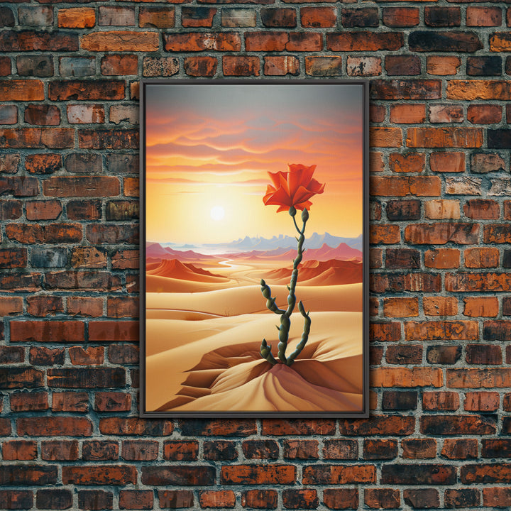 Desert Art Print, Cactus Wall Art, Landscape Art, Sunset Wall Art, Canvas Print, Wall Art, Vertical Art, Unique Wall Decor, Ranch Decor