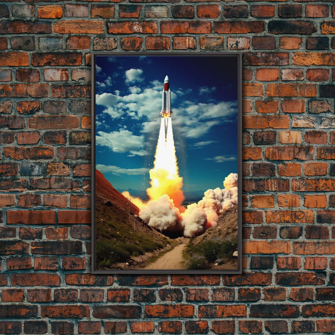 Space Rocket Wall Art, Space Art, Science Art Print, Spaceship Art, Canvas Print, Wall Art, Vertical Art, Unique Gift, Nerdy Home Decor