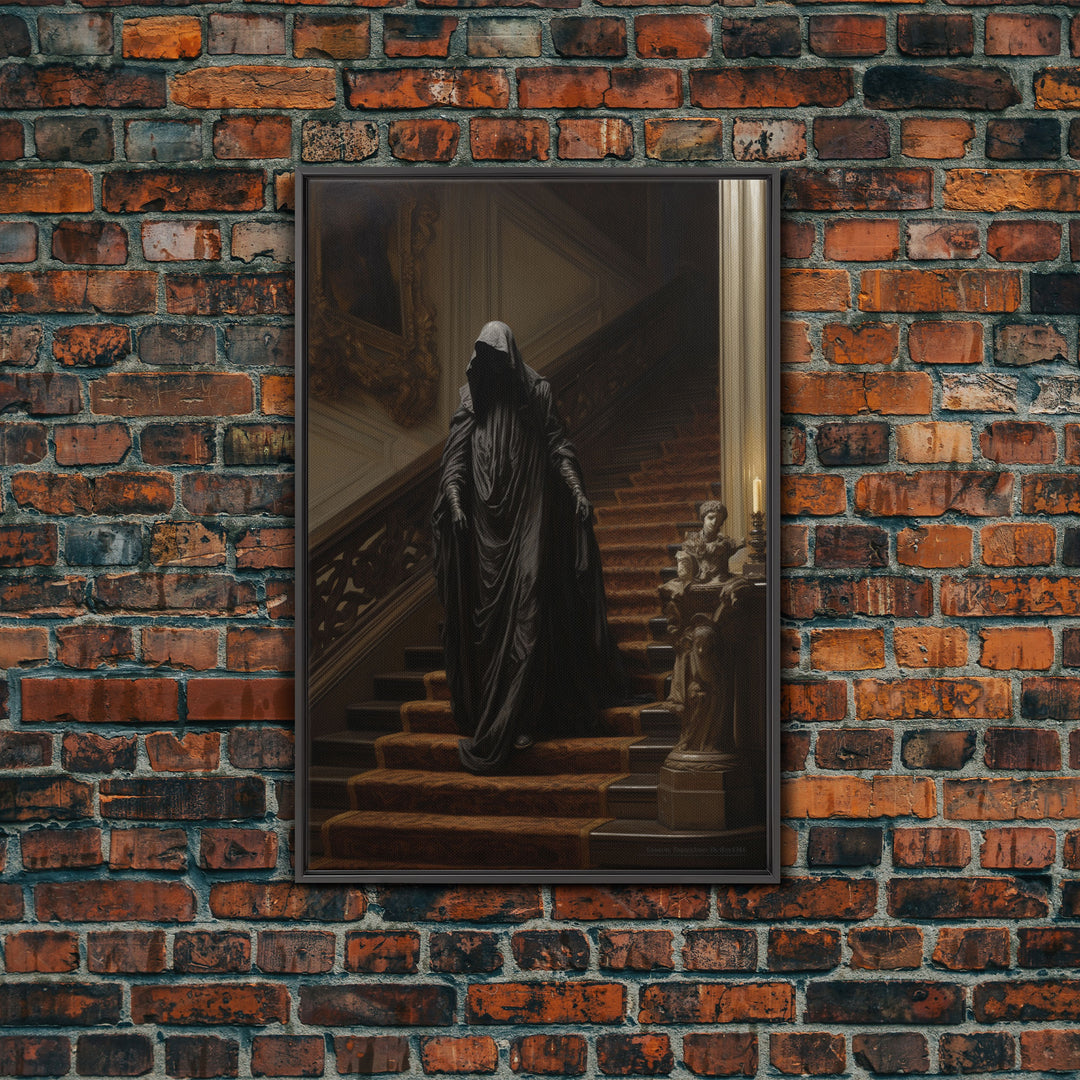 The Phantom, Gothic Halloween Decor, Framed Canvas Print, Scary Horror Art, Goth Decor, Moody Oil Painting, Dark Academia