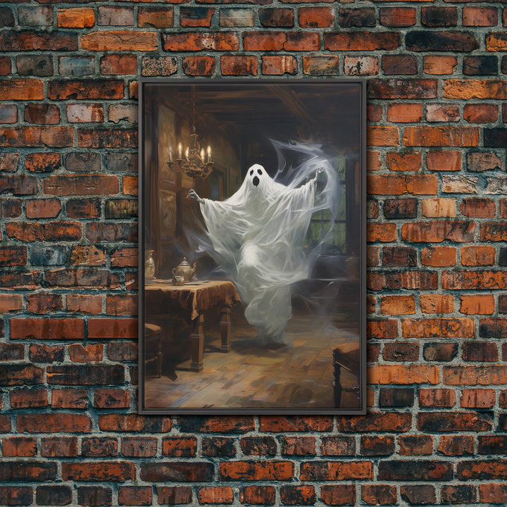 The Haunting On Donahue, Ghost Print, Framed Canvas, Halloween Canvas Print, Horror Print, Macabre Dark Academia Wall Art