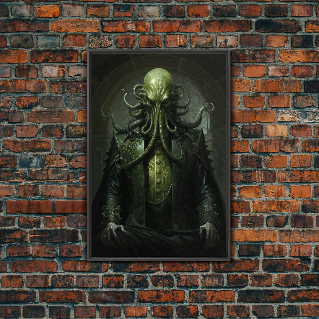 The Demon Cthulhu, Gothic Art, Framed Canvas Print, Halloween Decor, The Gentleman Cthulhu, Goth Art, Demonic Halloween Decor