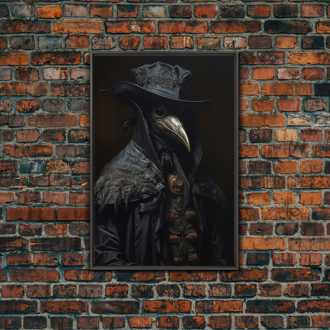 Gothic Plague Doctor Print, Vintage Canvas, Art Canvas Print, Dark Academia, Gothic Plague Doctor, Gothic Victorian Art, Framed Canvas