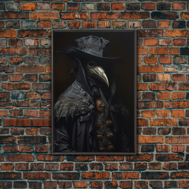 Gothic Plague Doctor Print, Vintage Canvas, Art Canvas Print, Dark Academia, Gothic Plague Doctor, Gothic Victorian Art, Framed Canvas