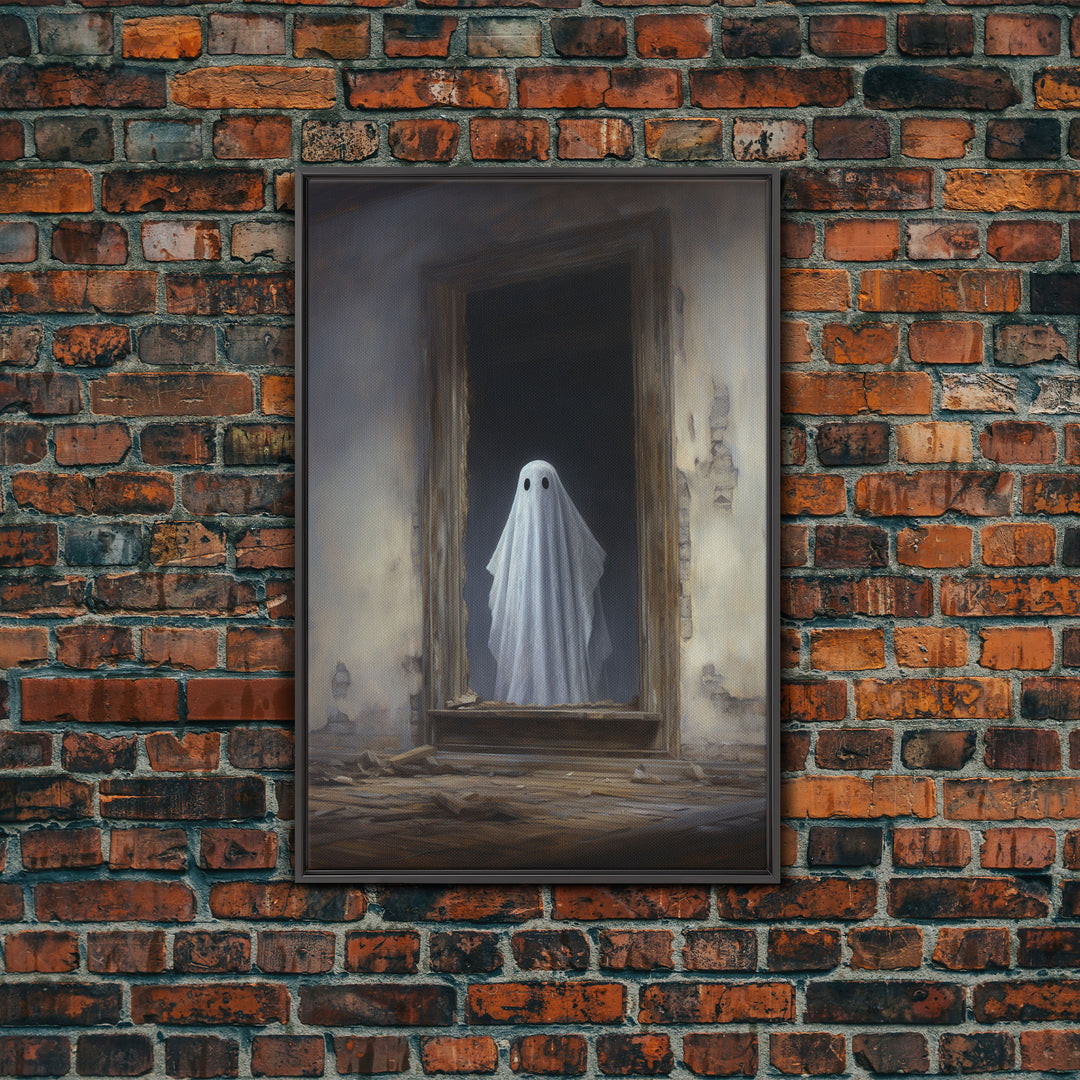 The Ghost In The Mirror, Framed Canvas or Canvas Print, Gothic Victorian Halloween Painting, Cool Halloween Decor, Dark Academia