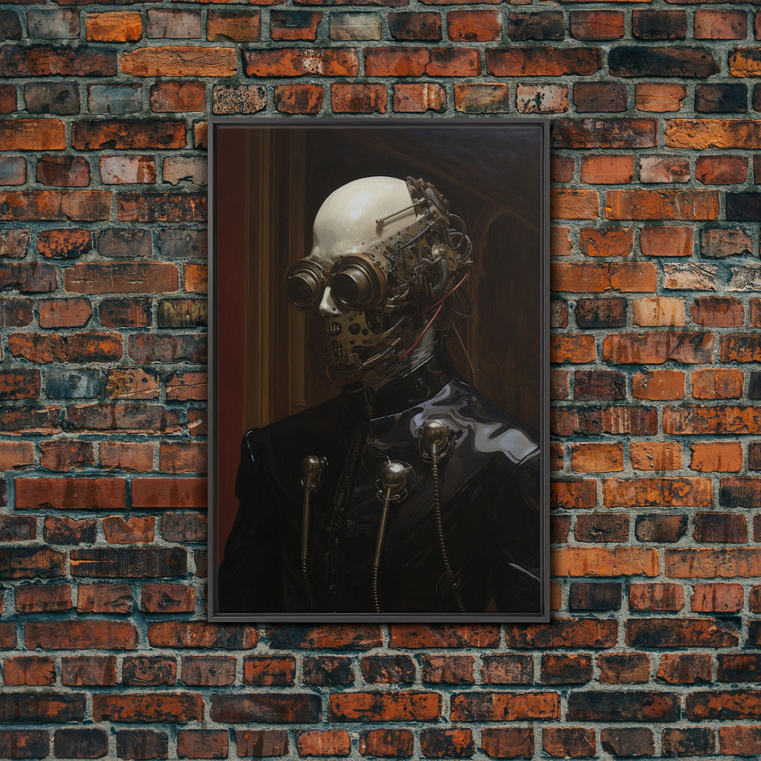 Halloween Cyborg, Creepy Art, Framed Canvas Print, Spooky Home Decor, Halloween Wall Art, Halloween Decorations, Scary Art