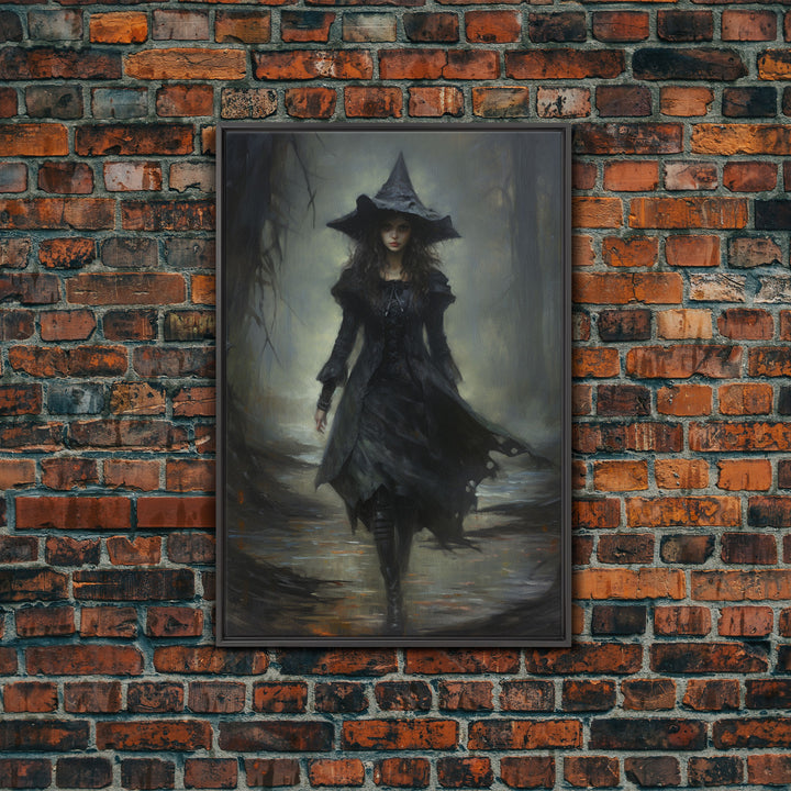 The Witch, Witch Decor, Halloween Witch, Framed Canvas, Retro Hallowen Wall Art, Halloween Canvas, Witch Painting, Gothic Victorian Art