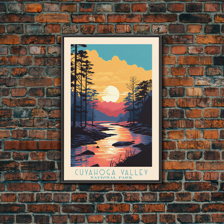 Cuyahoga Valley National Park Travel Poster Print, Canvas Print Wall Art, Ohio Travel Art, Midcentury Modern Travel Decor