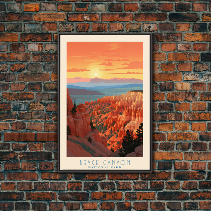 Bryce Canyon National Park Utah Travel Art, National Park Print, Minimalist Travel Art, Midcentury Modern Style Landscape Painting