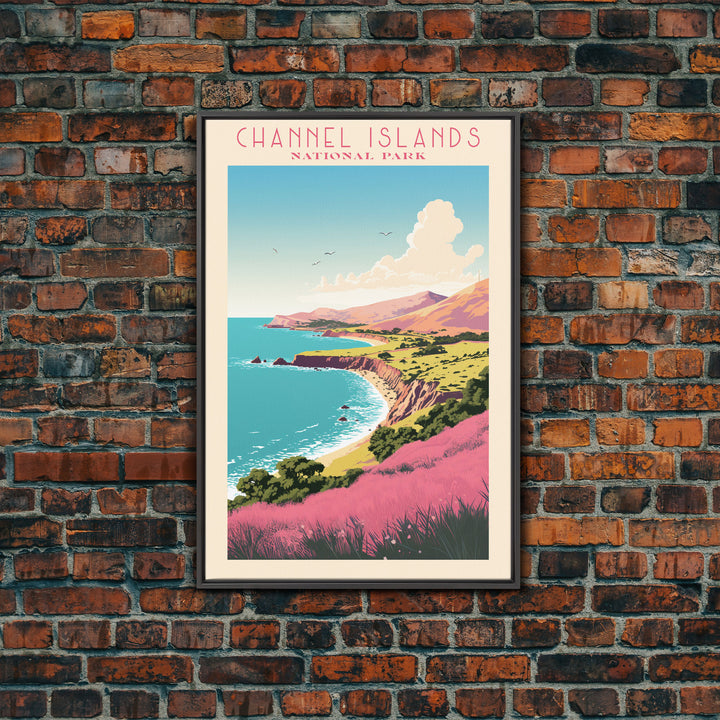 Channel Island National Park Travel Poster Print, Canvas Print Wall Art, California Travel Art, Midcentury Modern Travel Decor