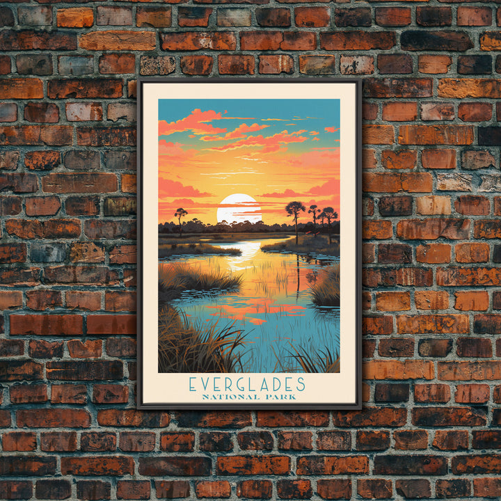 Everglades National Park Travel Poster Print, Canvas Print Wall Art, Florida Travel Art, Midcentury Modern Travel Decor, MCM Wall Art