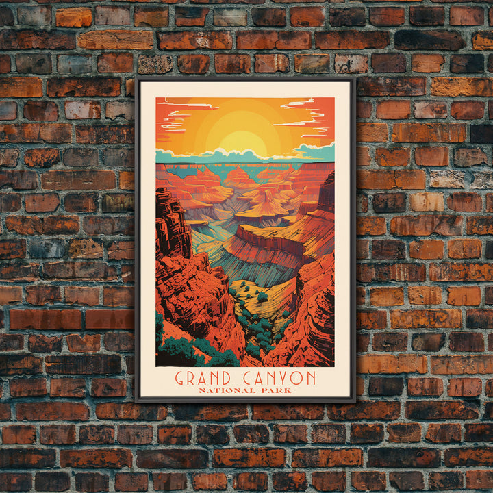 Grand Canyon National Park Travel Poster Art, Canvas Print Wall Art, Arizona Travel Art, Midcentury Modern Travel Decor, MCM Wall Art