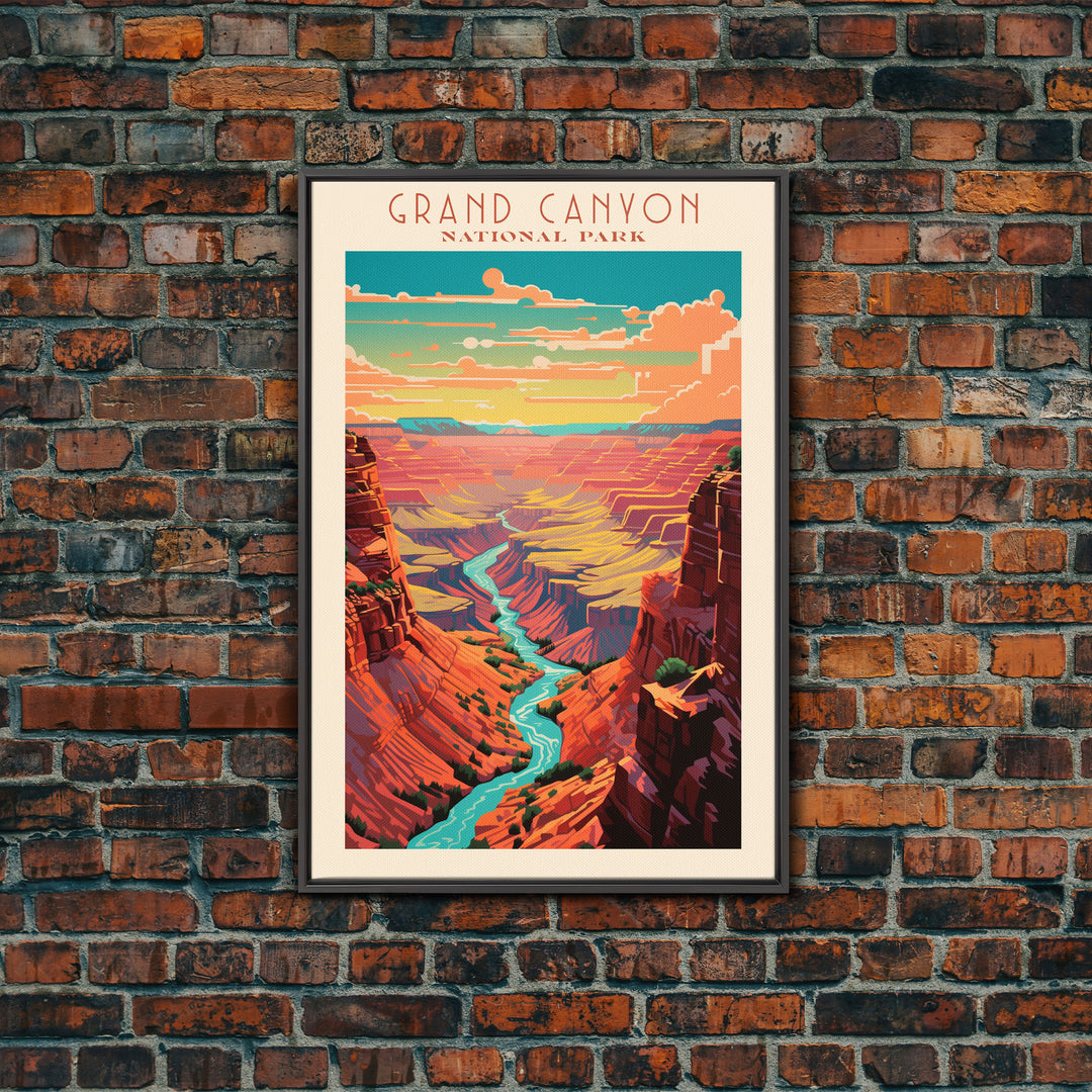 Grand Canyon National Park Travel Poster Art, Canvas Print Wall Art, Arizona Travel Art, Midcentury Modern Travel Decor, MCM Wall Art