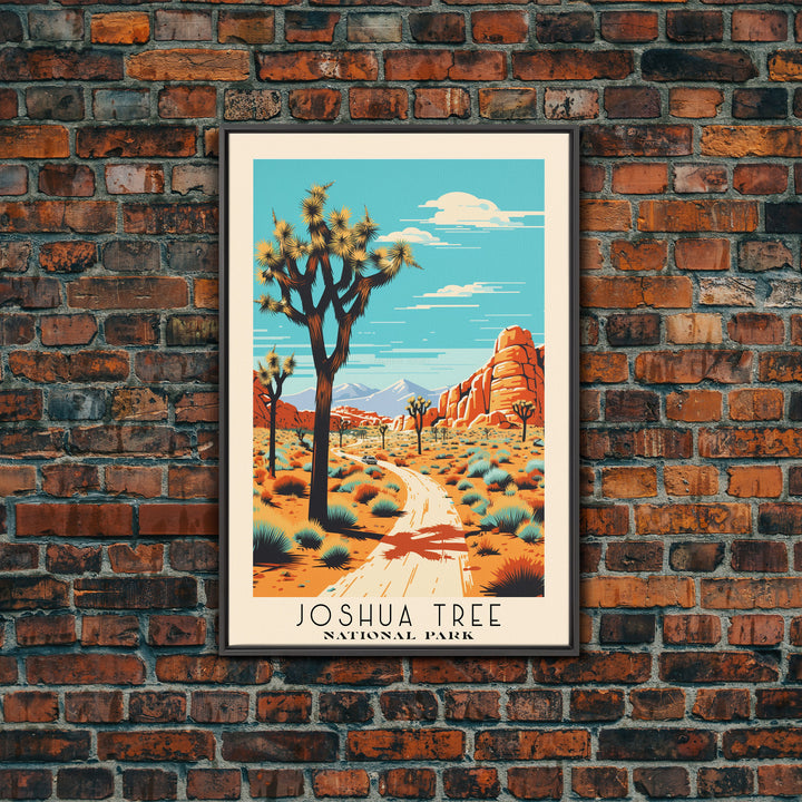 Joshua Tree National Park, California Travel Art, National Park Print, Minimalist Travel Art, Midcentury Modern Retro Style Landscape